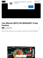 Can Bitcoin (BTC) Hit $150,000? 3 Key Factors