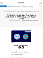 TechCrunch Founder Says That Ripple Is Only Worth Its XRP Holdings Lack “Reality Check”