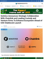 Solstice Announces Strategic Collaboration With Chainlink and Leading Custody and Venture Firms To Enhance Ecosystem Ahead of USX Stablecoin Launch - TheNewsCrypto