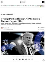 Trump Pushes House GOP to Revive Vote on Crypto Bills - Decrypt
