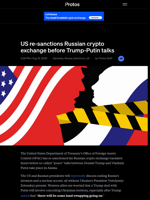 US re-sanctions Russian crypto exchange before Trump-Putin talks