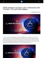 AERE Network Launches Layer 1 Blockchain with 273,000+ TPS and GRN Initiative - Visionary Financial