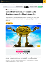 Tokenized Bank Deposits Are Inferior to Stablecoins: Professor