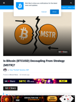 Is Bitcoin (BTCUSD) Decoupling From Strategy (MSTR)? | Bitcoinist.com
