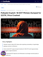 Polkadot Exploit: 1B DOT Minted, Dumped for $237K, Price Crashed