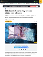 ECB Reaffirms Commitment to Cash as Digital Euro Advances