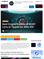 Best Crypto Presale of 2025? Lyno AI Tipped for 200x ROI | Live Bitcoin News