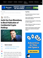 Justin Sun Sues Bloomberg to Protect Confidential Crypto Holdings