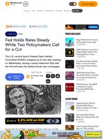 Fed Holds Rates Steady While Two Policymakers Call for a Cut – Bitcoin News