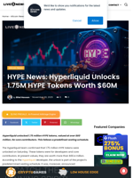 HYPE News: Hyperliquid Unlocks 1.75M HYPE Tokens Worth $60M | Live Bitcoin News