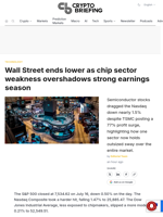 Wall Street ends lower as chip sector weakness overshadows strong earnings season