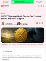 XRP News: ETF demand holds firm as fed pressure breaks support