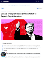 Donald Trump’s Crypto Dinner: What to Expect, Top Attendees 