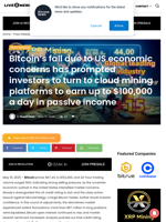 Bitcoin's fall due to US economic concerns has prompted investors to turn to cloud mining platforms to earn up to $100,000 a day in passive income | Live Bitcoin News