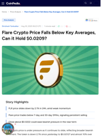 Flare Crypto Price Falls Below Key Averages, Can it Hold $0.0209?