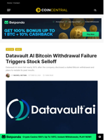 Datavault AI Bitcoin Withdrawal Failure Triggers Stock Selloff - CoinCentral