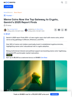 Gemini: Over 30% of New Crypto Buyers Start with Meme Coins