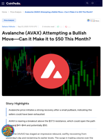 Avalanche (AVAX) Attempting a Bullish Move—Can it Make it to $50 This Month?