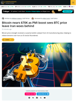 Bitcoin Shrugs Off Iran as Wall Street Return Sparks $70,000 Run