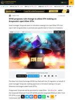 NYSE proposes rule change to allow ETH staking on Grayscale’s spot Ether ETFs