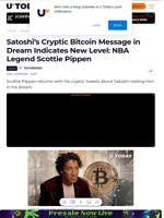 Satoshi’s Cryptic Bitcoin Message in Dream Indicates New Level: NBA Legend Scottie Pippen