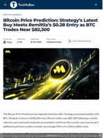 Bitcoin Price Prediction: Strategy's Latest Buy Meets Remittix's $0.28 Entry as BTC Trades Near $82,300 - TechBullion