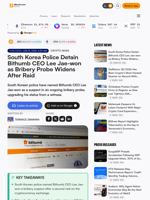 South Korea Police Detain Bithumb CEO Lee Jae-won as Bribery Probe Widens After Raid