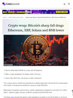 Crypto wrap: Bitcoin’s sharp fall drags Ethereum, XRP, Solana and BNB lower - CoinJournal