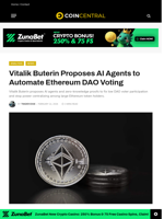 Vitalik Buterin Proposes AI Agents to Automate Ethereum DAO Voting - CoinCentral