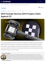 OKX Founder Revives 2014 Forgery Claim Against CZ