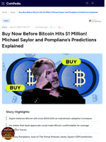 Buy Now Before Bitcoin Hits $1 Million! Michael Saylor and Pompliano’s Predictions Explained