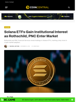 Solana ETFs Gain Institutional Interest as Rothschild, PNC Enter Market - CoinCentral
