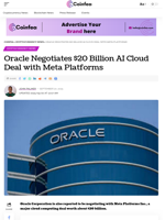 ​​Oracle $20 Billion AI Cloud Deal with Meta Platforms