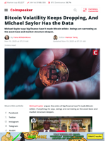 Bitcoin Volatility Keeps Dropping, And Michael Saylor Has the Data - Coinspeaker