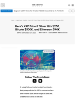 Here’s XRP Price if Silver Hits $250, Bitcoin $500K, and Ethereum $40K