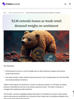 XLM extends losses as weak retail demand weighs on sentiment