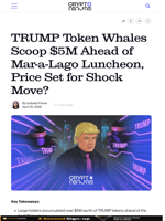 TRUMP Token Whales Scoop $5M Ahead of Mar-a-Lago Luncheon, Price Set for Shock Move?