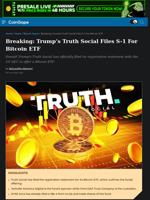 Trump's Truth Social Files S-1 For Bitcoin ETF