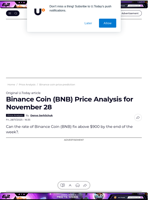 Binance Coin (BNB) Price Analysis for November 28 - U.Today
