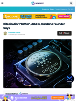 Bitcoin Ain't 'Better', ADA Is, Cardano Founder Says