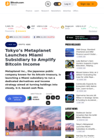 Tokyo’s Metaplanet Launches Miami Subsidiary to Amplify Bitcoin Income – Crypto News Bitcoin News