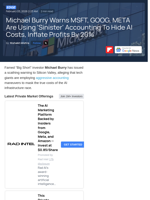 Michael Burry Warns MSFT, GOOG, META Are Using 'Sinister' Accounting To Hide AI Costs, Inflate Profits By 20% - Microsoft (NASDAQ:MSFT) - Benzinga