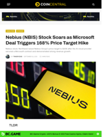 Nebius (NBIS) Stock Soars as Microsoft Deal Triggers 168% Price Target Hike - CoinCentral