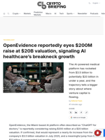 OpenEvidence reportedly eyes $200M raise at $20B valuation, signaling AI healthcare's breakneck growth
