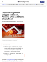 Crypto's Rough Week Dragged on Bitcoin, Altcoins, DATs and Stocks. What's Next?