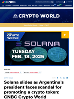 Solana slides as Argentina's president faces scandal for promoting a crypto token: CNBC Crypto World