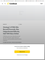 MSTR's STRK Issue Hits Record Proceeds, Has Topped BTC Price Gain, S&P 500 Since Debut