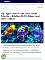 Top Crypto Investors See 750% Upside Potential in This New $0.035 Token, Here’s the Breakdown
