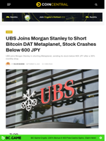 UBS Adds 7.31M Shares as Metaplanet Stock Slips Below 600 JPY