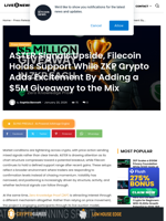 ASTER Signals Upside, Filecoin Holds Support While ZKP Crypto Adds Excitement By Adding a $5M Giveaway to the Mix | Live Bitcoin News